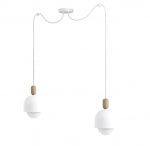 Lampa Wisząca Kolorowe Kable LOVB2B09 Loft Ovoi 2 2xE27 biały/drewno dębowe
