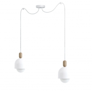 Lampa Wisząca Kolorowe Kable LOVB2B09 Loft Ovoi 2 2xE27 biały/drewno dębowe