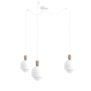 Lampa Wisząca Kolorowe Kable LOVB3B09 Loft Ovoi 3 3xE27 biały/drewno dębowe