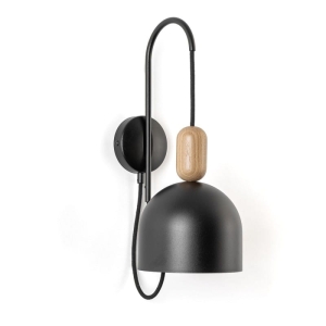 Lampa Ścienna Kinkiet Kolorowe Kable LOVCZKB04 Loft Ovoi E27 czarny/drewno dębowe
