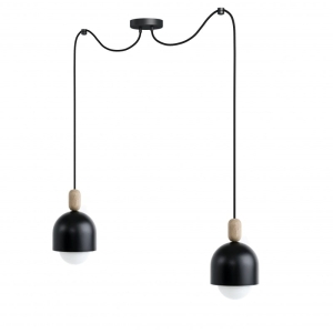 Lampa Wisząca Kolorowe Kable LOVCZ2B04 Loft Ovoi 2 2xE27 czarny/drewno dębowe