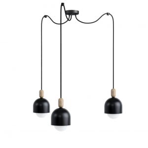 Lampa Wisząca Kolorowe Kable LOVCZ3B04 Loft Ovoi 3 3xE27 czarny/drewno dębowe