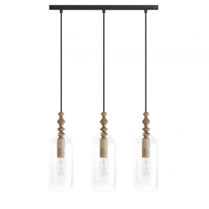 Lampa Wisząca Kolorowe Kable LHLBCZ3LB04 Loft Hulub 3L 3xE27 drewno dębowe/czarny