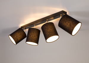 Lampa sufitowa cztery abażury z tkaniny czarne z chromowanym mocowaniem Britop 56746404 Aprillia 4xE27 90cm