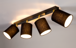 Lampa sufitowa cztery abażury z tkaniny czarne ze złotym mocowaniem Britop 56346404 Aprillia 4xE27 90cm
