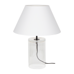 Lampa nocna przezroczysta szklana podstawa biały abażur z tkaniny Britop 779129110 Dove 1xE27