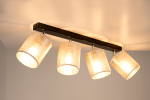 Lampa sufitowa cztery abażury z tkaniny srebrne na czarnej listwie Britop 56794404 Nevoa 4xE27 90cm