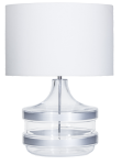 Lampa stołowa szklana podstawa z srebrnymi pasami i biały abażur 4Concepts L224281301 Baden E27 63cm x 50cm