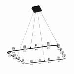 Czarna lampa wisząca kwadratowa zaoblona rama z kloszami Vivida International 0085.31.NE Kingfort LED 16x4W 3000K 92cm