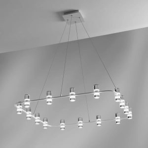 Biała lampa wisząca kwadratowa zaoblona rama z kloszami Vivida International 0085.31.BI Kingfort LED 16x4W 3000K 92cm