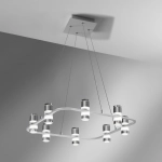 Piaskowa biała lampa wisząca kwadratowa zaoblona rama i reflektory Vivida International 0085.30.BI Kingfort LED 8x4W 3000K