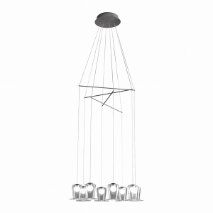 Nowoczesna lampa wisząca dekoracyjne szklane klosze kapelusze Vivida International 0081.32.BRL Maryon LED 8x2W 3000K