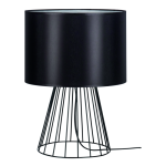 Lampa nocna metalowa podstawa z prętów czarna ażurowa nowoczesna loft z abażurem z tkaniny Britop 89249104 Swan 1xE27