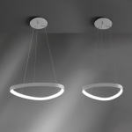 Biała lampa wisząca zagięta obręcz Vivida International 0083.30.BI DIM WN Lifering LED 48W 3000K/4000K 61cm x 200cm ściemnialna