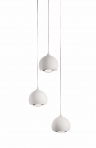 Biała lampa wisząca nad stół trzy kule na okrągłej rozecie Vivida International 0021.33 Skyfall LED 3x6W 3000K 15cm x 212cm