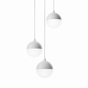 Biała lampa wisząca nad stół trzy kule na okrągłej rozecie Vivida International 0021.31 Skyfall LED 3x6W 15cm x 212cm