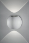 Biały kinkiet kula światło góra dół Vivida International 0021.10.BI DIM Sky Fall Lens LED 2x3W 3000K IP54 ściemnialny