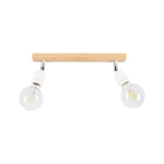 Lampa sufitowa listwa drewniana z białymi trzonami na żarówki dekoracyjne Britop 8125274 Porcia Wood 2xE27 40cm