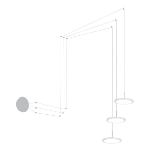 Biały długi podwieszany kinkiet z trzema reflektorami lampa ścienno sufitowa Vivida International 0073.34.BI WN Mystery LED 30W 3000K/4000K kable 5m