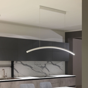 Lampa biała wisząca lekko wygięta listwa Vivida International 0041.30.BI Bow LED 30W 3000K/4000K 145cm