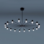 Czarna lampa sufitowa z ramionami ułożonymi w okrąg Vivida International 0051.30 Galileo LED 18x2W 3000K 110cm