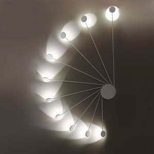 Biały kinkiet plafon długie ramiona i okrągłe reflektory Vivida International 0047.10.BI Helix LED 10x2W 3000K