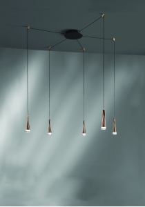 Czarno złota podwieszana lampa wisząca typu pająk Vivida International 0052.31.OR Twist LED 18W 3000K kabel 5m