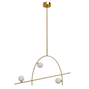 Złota lampa wisząca geometryczny stelaż i białe kule Vivida International 0058.30 Freedom LED 3x6W 3000K