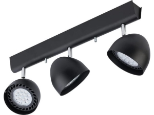 Czarna listwa 50cm z trzema regulowanymi reflektorami na chromowanych przegubach Nowodvorski 8841 Vespa III 3xES111