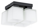 Lampa sufitowa cztery szklane klosze kostki na czarnej podstawie Lemir O2975 P4 CZA + BIA Teru 4xE27