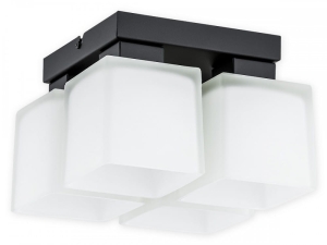 Lampa sufitowa cztery szklane klosze kostki na czarnej podstawie Lemir O2975 P4 CZA + BIA Teru 4xE27