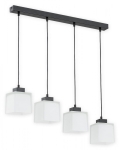 Lampa wisząca z kloszami sześcianami na czarnej listwie Lemir O2974 W4 CZA + BIA Teru 4xE27