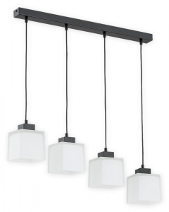 Lampa wisząca z kloszami sześcianami na czarnej listwie Lemir O2974 W4 CZA + BIA Teru 4xE27