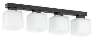 Lampa sufitowa czarna listwa i cztery szklane klosze Lemir O2974 P4 CZA + BIA Teru 4xE27