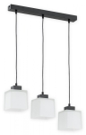 Lampa wisząca trzy białe klosze na czarnym zwisie i listwie Lemir O2973 W3 CZA + BIA Teru 3xE27