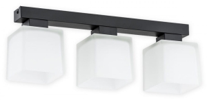 Czarny plafon z trzema białymi kloszami kostkami Lemir O2973 P3 CZA + BIA Teru 3xE27