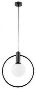 Lampa wisząca czarna obręcz 35cm z gwintem na żarówkę E27 Lemir O2941 W1 CZA Rico