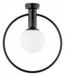 Lampa sufitowa czarna obręcz z szklanym kloszem kulą Lemir O2941 P1 CZA Rico E14