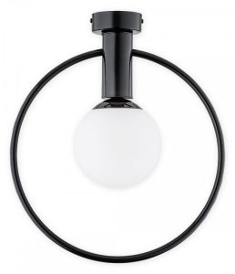 Lampa sufitowa czarna obręcz z szklanym kloszem kulą Lemir O2941 P1 CZA Rico E14