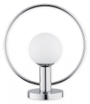 Lampa stołowa chromowana obręcz i biała szklana kula Lemir O2948 L1 CH Rico E14