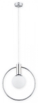 Lampa wisząca biała kula w chromowanej obręczy 35cm Lemir O2941 W1 CH Rico E14