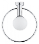 Chromowana lampa sufitowa tuleja i obręcz z białym kloszem kulą Lemir O2941 P1 CH Rico E14