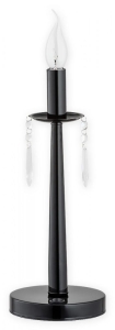 Czarna stołowa lampa świecznik z kryształkami Lemir O2868 L1 CZA Kapra E14 39cm