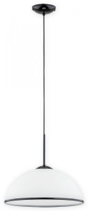 Klasyczna czarna lampa wisząca z białym kopułowym kloszem Lemir O3137 W1 CZA Freja E27 35cm