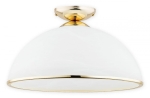 Złoty kopułowy plafon z szklanym białym kloszem Lemir O3136 P1 ZL Freja E27 35cm