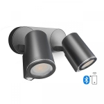 Zewnętrzna lampa ścienna Steinel ST058654 Spot Duo Connect 2xGU10 IP44 czujnik ruchu zmierzchu aplikacja antracyt