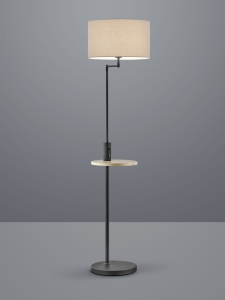 Lampa stojąca Podłogowa Trio 400400132 Claas E27 160cm czarna z półką port USB
