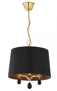 Nowoczesny żyrandol z złotym stelażem i czarnym abażurem oraz kryształkami Jupiter 1793 Egida 3xE27 40cm