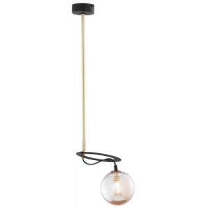 Czarno mosiężna lampa wisząca z bursztynowym kloszem Jupiter 1890 Planet Pe 1 Cz/Ms G9