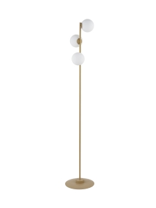 Złota prosta lampa podłogowa białe klosze Sigma 50275 Gama 3xG9 160cm